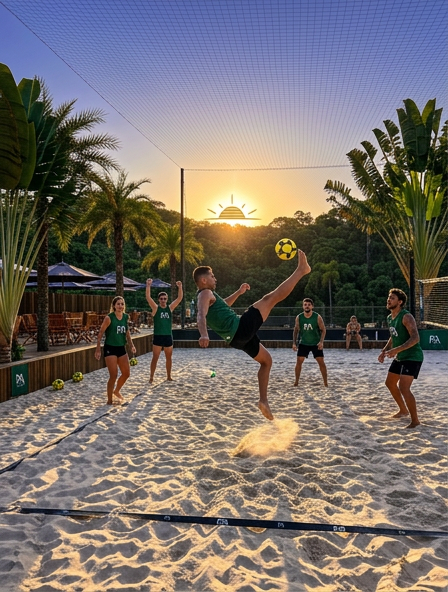 Firefly_Gemini Flash_Professional sports photography of a Beach Footvolley class on a sandy court. An athl 530627